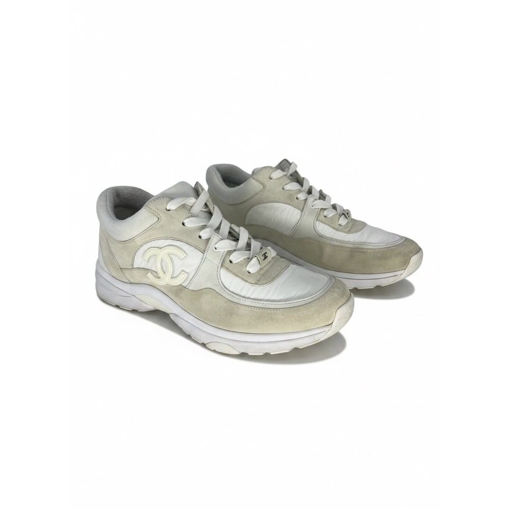 Chanel 2020 CC Logo Mixed Media Suede Leather Chunky Sneakers Size 41